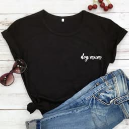 dog mum pocket tshirt cute women short sleeve dog mom tee shirt top