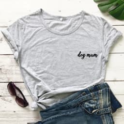 dog mum pocket tshirt cute women short sleeve dog mom tee shirt top