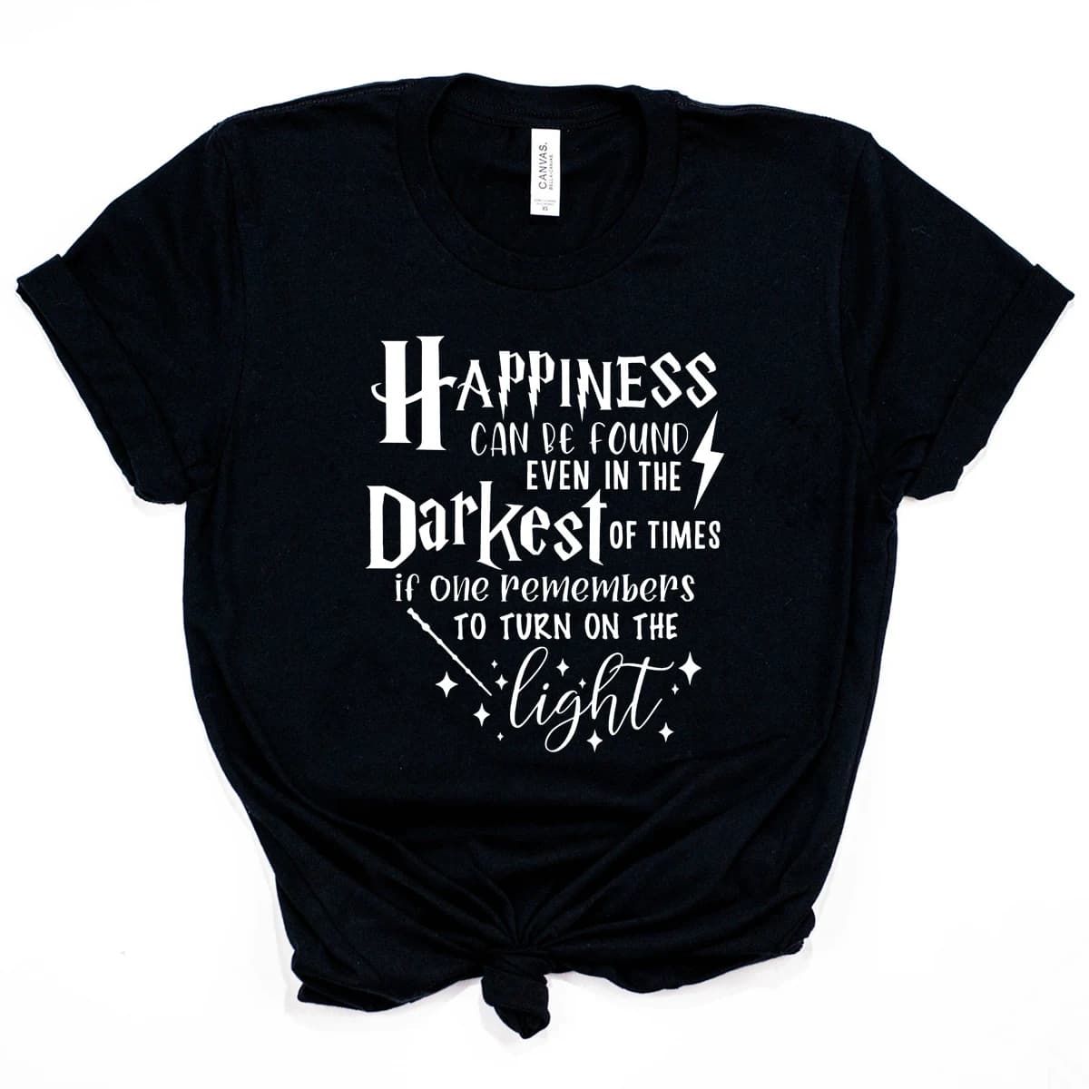 Happiness Can Be Found In The Darkest of Times T-shirt HP Inspired Shirt Dumbledore Quote Wizard Tee Magic School Tops