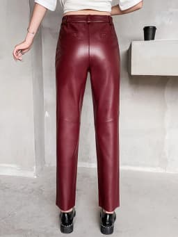 Women's Genuine Sheepskin Ankle-Length Pencil Pants OL Casual Leather Trousers for Spring And Autumn