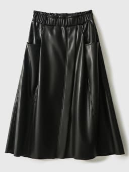 BGTEEVER Stylish Elastic Waist Women PU Leather Skirts Spring Autumn Loose Pockets Faux Leather A-line Skirts Female
