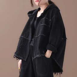 Masss Wasss 2025 Designer Spring Female Black Denim Jackets Womens Casual Hooded Coats Ripped Female Punk Streetwear Big Size