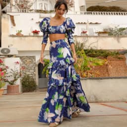 2026 Summer New 2/3 Pieces Skirt Sets Long Skirt With Top V-neck Women's Dress High Waist Split Dresses Beach Outing Sundress