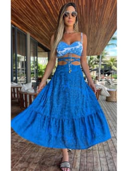 2026 Summer New 2/3 Pieces Skirt Sets Long Skirt With Top V-neck Women's Dress High Waist Split Dresses Beach Outing Sundress