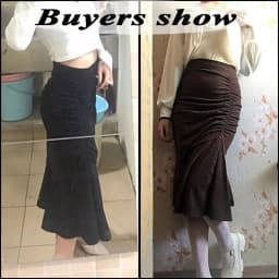 Lucyever Fashion High Waist Midi Skirts for Women 2025 Spring Slim Fit Hip Mermaid Skirt Woman Korean Ruffles Brown Skirts 2XL