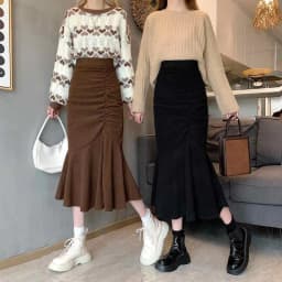 Lucyever Fashion High Waist Midi Skirts for Women 2025 Spring Slim Fit Hip Mermaid Skirt Woman Korean Ruffles Brown Skirts 2XL
