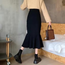 Lucyever Fashion High Waist Midi Skirts for Women 2025 Spring Slim Fit Hip Mermaid Skirt Woman Korean Ruffles Brown Skirts 2XL