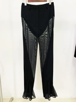 HIGH STREET Newest 2026 Designer Blazer Suit Women's Perspective Gauze Patchwork Blazer Pencil Pants