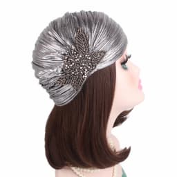 Fashion Women Gold Silver Diamond Jewelry Turban Cap Muslim Glitter Hijab Bonnet Pleated India Caps Ladies Hair Accessories Hat