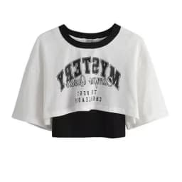 Spring/Summer Sweet Cool Set for Female Students Korean Fashion T-shirt+Personalized Ripped Jeans Two-piece Set