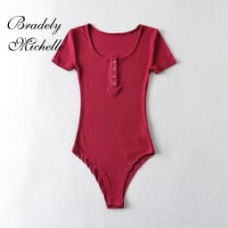 BRADELY MICHELLE Sexy Slim Thin Tops Solid Knit Short Sleeve Bottom Summer Bodysuits Women Summer Rompers