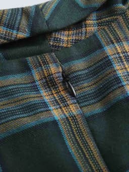 Tonval Turn-down Collar Button Up Green Plaid 2022 Autumn Winter Clothes Dresses Vintage Robe Women Elegant Swing Dress Retro