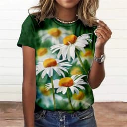 Summer Fashion Women'S T-Shirt 3d Floral Print Tee Large Size Tops Woman Clothing Everyday Female Top Women Short Sleeve T Shirt