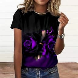 Summer Fashion Women'S T-Shirt 3d Floral Print Tee Large Size Tops Woman Clothing Everyday Female Top Women Short Sleeve T Shirt
