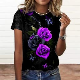 Summer Fashion Women'S T-Shirt 3d Floral Print Tee Large Size Tops Woman Clothing Everyday Female Top Women Short Sleeve T Shirt