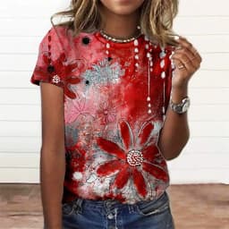 Summer Fashion Women'S T-Shirt 3d Floral Print Tee Large Size Tops Woman Clothing Everyday Female Top Women Short Sleeve T Shirt