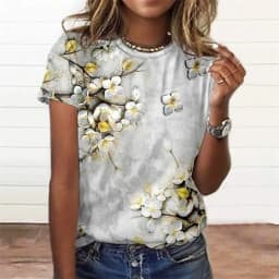 Summer Fashion Women'S T-Shirt 3d Floral Print Tee Large Size Tops Woman Clothing Everyday Female Top Women Short Sleeve T Shirt