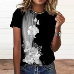 Summer Fashion Women'S T-Shirt 3d Floral Print Tee Large Size Tops Woman Clothing Everyday Female Top Women Short Sleeve T Shirt