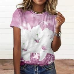 Summer Fashion Women'S T-Shirt 3d Floral Print Tee Large Size Tops Woman Clothing Everyday Female Top Women Short Sleeve T Shirt
