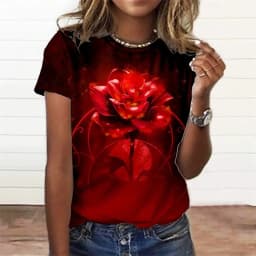 Summer Fashion Women'S T-Shirt 3d Floral Print Tee Large Size Tops Woman Clothing Everyday Female Top Women Short Sleeve T Shirt