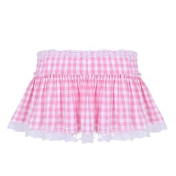 Women Y2K Lace Mini Skirt Summer Plaid Gingham Ruffle Short Fairy Princess Sexy Low Rise Pleated A-line Skirts Lolita 2000s