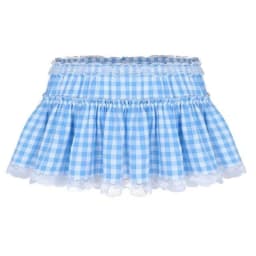 Women Y2K Lace Mini Skirt Summer Plaid Gingham Ruffle Short Fairy Princess Sexy Low Rise Pleated A-line Skirts Lolita 2000s