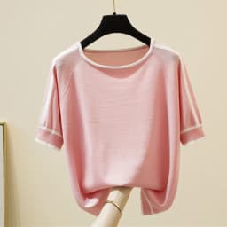 Camisetas Mujer New Thin Knitted T Shirt Women Short Sleeve Summer Tops Woman Clothes Striped Fashion T-Shirt Tee Shirt Femme