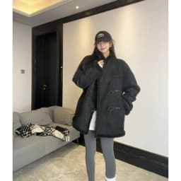 Women Double-sided Wear Loving Heart Lamb Wool Coat Winter New Female Loose Casual Padded Jacket Fashion Stand-up Collar Outwear
