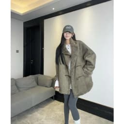 Women Double-sided Wear Loving Heart Lamb Wool Coat Winter New Female Loose Casual Padded Jacket Fashion Stand-up Collar Outwear