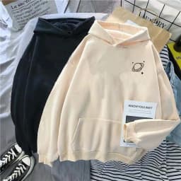 The New 8 Colors Sweatshirts Velvet Winter Women's Cute Saturn Printing Hooded Female 2020 Thicken Warm Hoodies Lady Autumn Tops