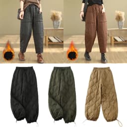 Women Winter Thick Cotton Velvet Padded Trousers Wide Leg Pants Women Warm Casual Pantalones Vintage High Waist Loose Sweatpants
