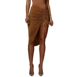 Clubwear Sexy Women Solid Draped Drawstring Sheath Skirts Bodycon Skirts Women High Split Irregular Shirring Skirt clothes