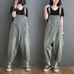Boyfriend Loose Jeans Overalls For Women Casual Plus Size Wide Leg Denim Jumpsuit Straps Baggy Cargo Pants Big Pockets Dungarees