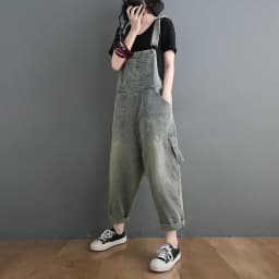 Boyfriend Loose Jeans Overalls For Women Casual Plus Size Wide Leg Denim Jumpsuit Straps Baggy Cargo Pants Big Pockets Dungarees