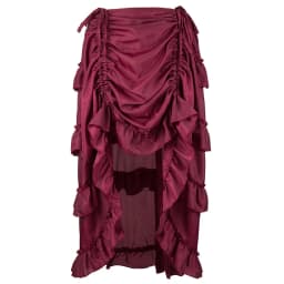 Multicolor Lady Gothic Steampunk Pinstripe Skirt Rock Gypsy Vintage Costume Front Lace-Up Layer Clubwear Outfit