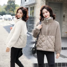 Winter Coat New Down Cotton Stitching Wool Short Cotton Coat Women's Warm Diamond Baseball Cotton Coat Women Winter Jackets