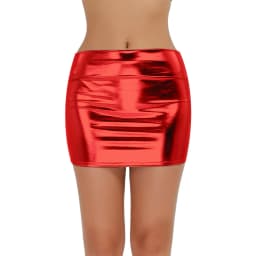 Women Sexy Shiny Patent Leather Wetlook Mini Skirt Pencil Skirts Low Waist Clubwear Partywear Performance Costume Streetwear