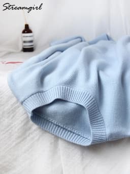 Light Blue Oversized Sweaters For Women Trend White Loose Sweater Casual Autumn Winter Warm Thick Knit Sweater Women Jumper