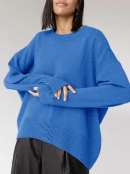 Light Blue Oversized Sweaters For Women Trend White Loose Sweater Casual Autumn Winter Warm Thick Knit Sweater Women Jumper