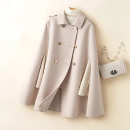 UHYTGF Mid Long Bat Cape Wool Coat Women High-End Double Sided Cashmere Autumn Jacket Female Fashion Casual Ladies Outewear 2029