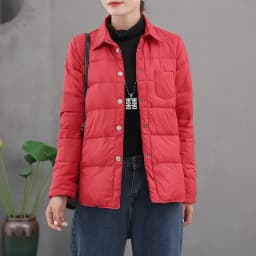 Retro Casual Shirt Down Coat 2023 Autumn Winter Women Light Thin White Duck Down Jacket Parkas Ladies Short Warm Puffer Outwears