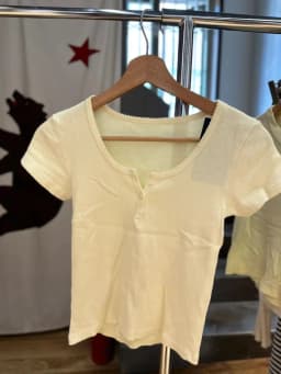 Three Buttons Creamy Yellow Cute T-Shirts Women 2023 Summer O-Neck Soft Cotton Short Sleeve Slim Tees Y2k Sweet Girl Crop Tops