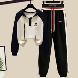 Spring and Autumn Sports Suit Women's 2023 New Korean Version Loose Age Reducing Top Slimming Casual Pants Two-piece Set