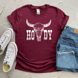 Retro Howdy Shirt Howdy Cow Skull T-Shirt Cowgirl Shirts Country Music Cowboy Western Tees Vintage Southern Style Country Tshirt