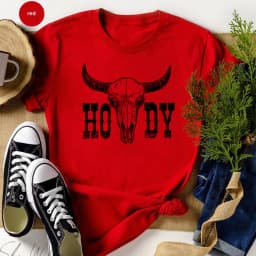 Retro Howdy Shirt Howdy Cow Skull T-Shirt Cowgirl Shirts Country Music Cowboy Western Tees Vintage Southern Style Country Tshirt