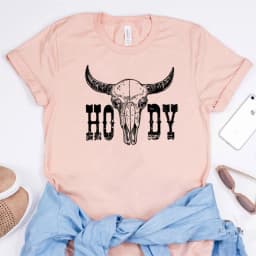 Retro Howdy Shirt Howdy Cow Skull T-Shirt Cowgirl Shirts Country Music Cowboy Western Tees Vintage Southern Style Country Tshirt