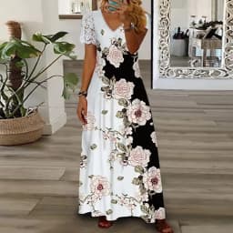 Party Dress Women Spring Summer V-Neck Long Sleeve Elegant Fashion Printing Loungewear Ladies Maxi Dress Streetwear Dropshipping