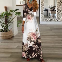 Party Dress Women Spring Summer V-Neck Long Sleeve Elegant Fashion Printing Loungewear Ladies Maxi Dress Streetwear Dropshipping