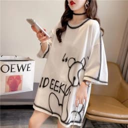 Casual Large Size T Shirt Women Loose Short-sleeved T-shirt Summer New Loose All-match Mid-length Top Womens Kawaii Clothes 2025