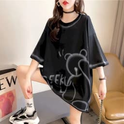Casual Large Size T Shirt Women Loose Short-sleeved T-shirt Summer New Loose All-match Mid-length Top Womens Kawaii Clothes 2025